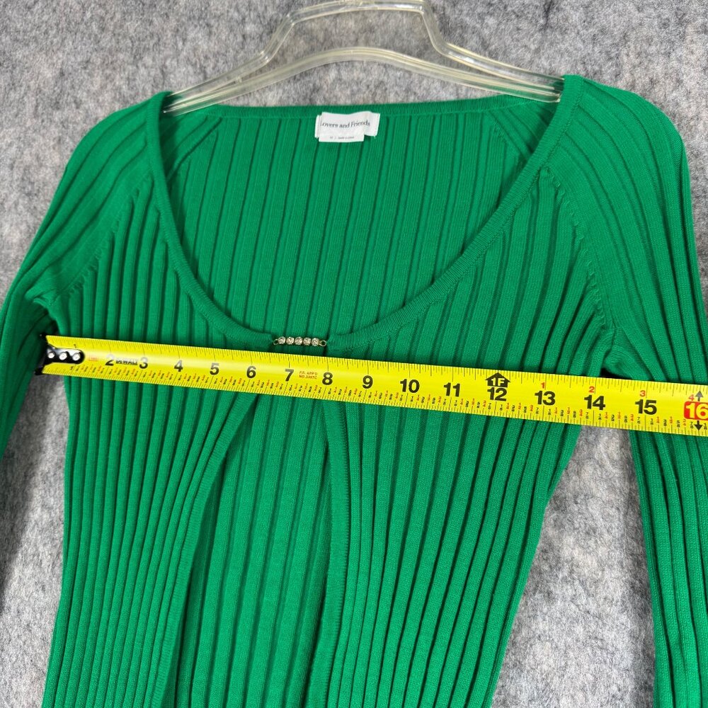 Lovers And Friends Mary Sweater Rhinestone Chain Green Size XS - Picture 9 of 10